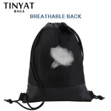 TINYAT Drawstring Pocket Bag Sports Waterproof Backpack black sport backpack for men women Lightweight 0.15kg