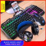 V2 Gaming Keyboard Mouse Headset Set Mechanical Feel Game 104 Keys Keyboards 3200DPI Mice Headphone Combos for PC Gamer