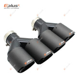 EPLUS Car Carbon Fiber Matte Muffler Tip Y Shape Double Exit Exhaust Pipe Mufflers Nozzle Decoration Universal Stainless Black