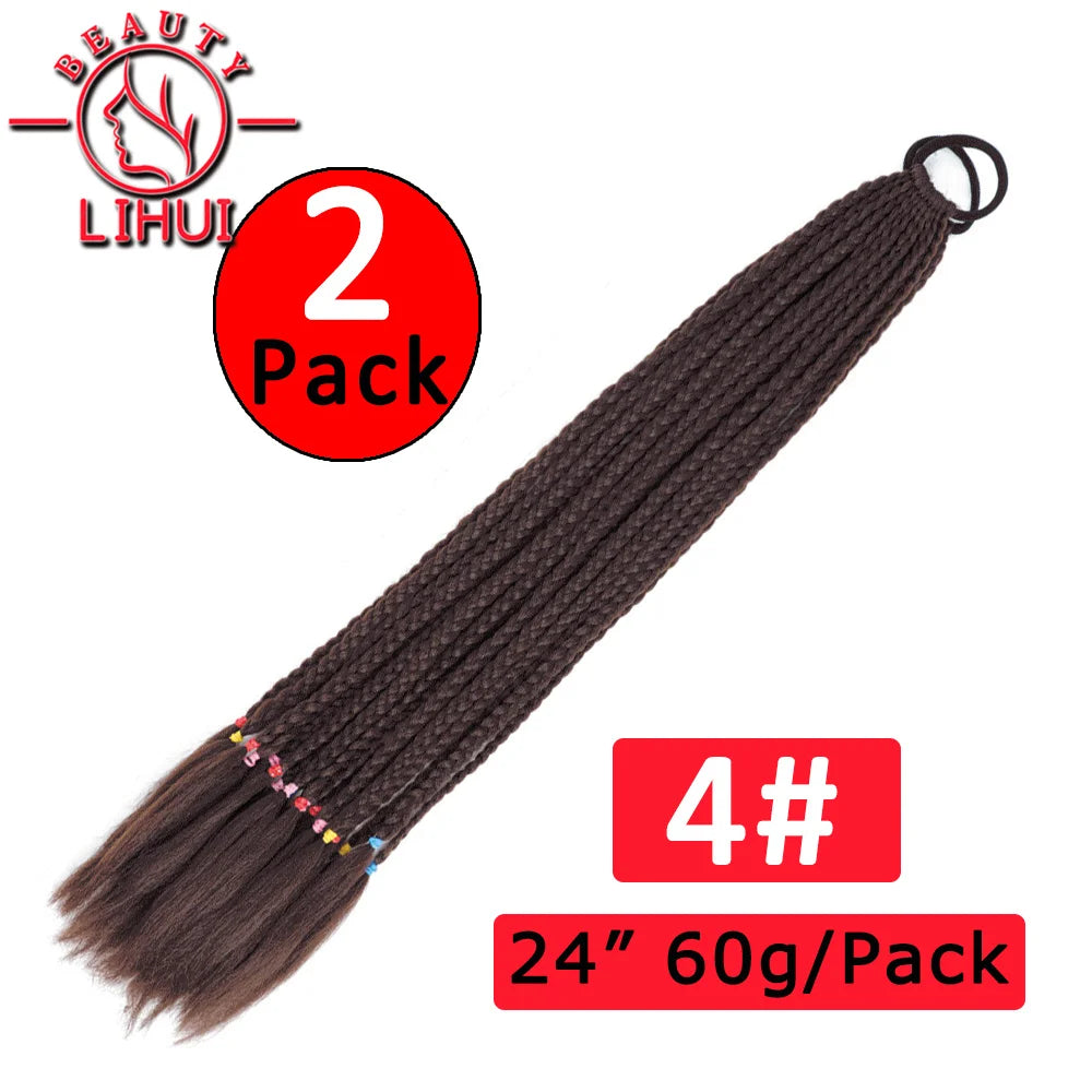 24Inch Synthetic Pontail Tail Hair Ombre Braiding Hair Jumbo Braid Same Color Crochet Hook Braids Hair Extension 2Packs