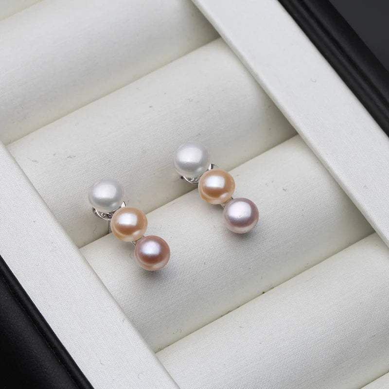 2024 Real 925 Sterling Silver Fine Natural Pearl Jewelry Stud Pearl  Earrings For Women Wholesale