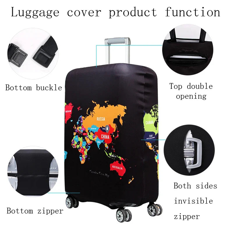 World Map Travel Luggage Suitcase Protective Cover Trolley Baggage Bag Cover Men's Women's Thick Elastic Case For Suitcase 272