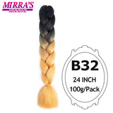 Jumbo Braiding Hair Extensions 24inch Ombre Hair For Braids 5Pcs Box Braid Yaki Texture Synthetic Fiber Fake Hair Mirra’s Mirror