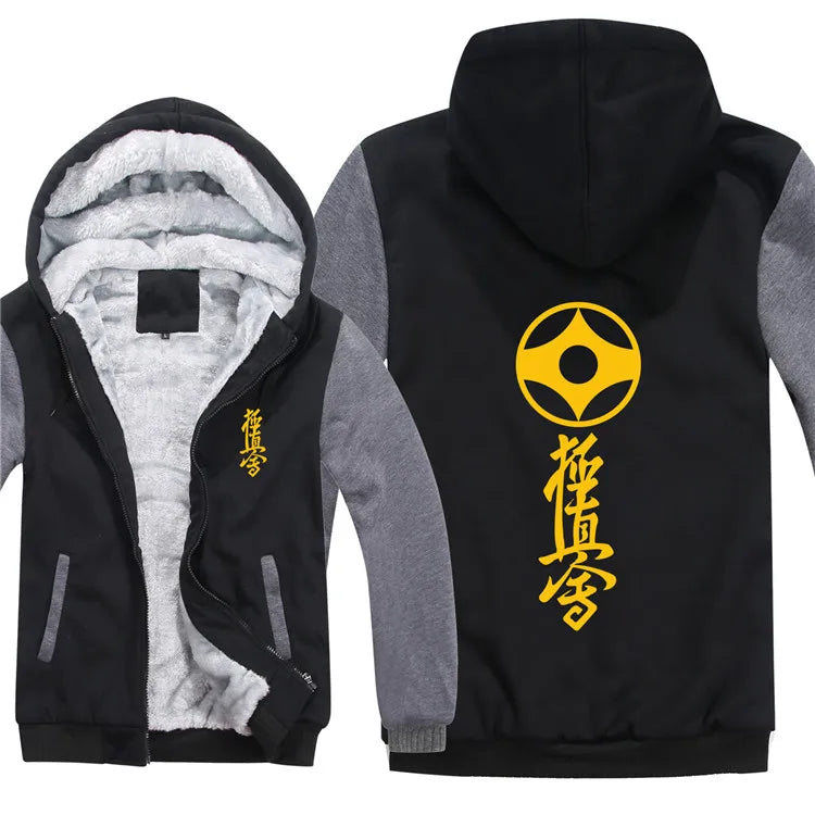 Winter Fashion Kyokushin Karate Hoodies Kyokushin Printed Casual Sweatshirt Thicken Fleece Zipper Jacket Pullover Mans Clothing