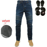 Motorcycle Winter Riding Velvet Jeans Snowmobile Riding Wind And Cold Lamb Velvet Drop-resistant Pants With Protective Gears