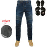 Motorcycle Winter Riding Velvet Jeans Snowmobile Riding Wind And Cold Lamb Velvet Drop-resistant Pants With Protective Gears