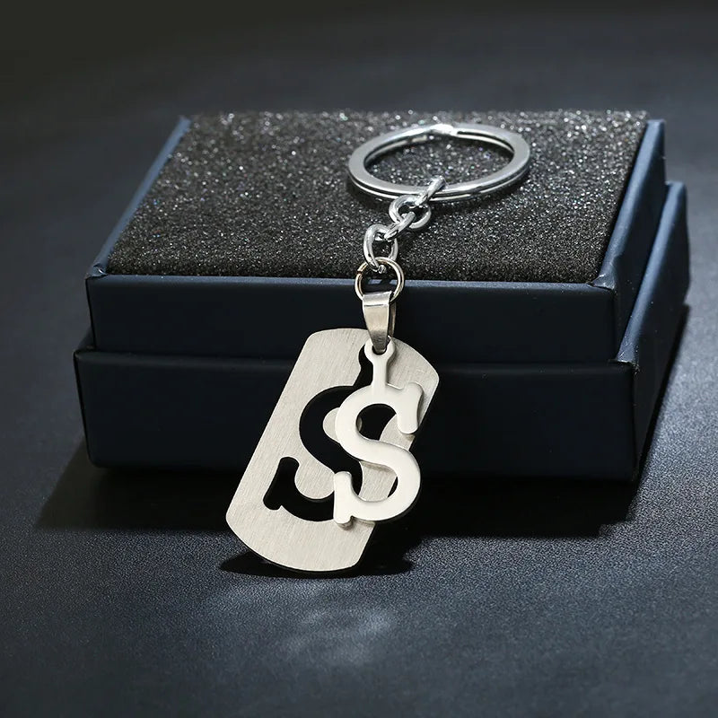 NEW DIY Stainless Steel A-Z Letters key Chain Charm 26 Letters  KeyChain Men Women keychain Couple gift Jewelry Car Key Ring