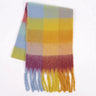 Luxury Brand Women Plaid Scarf Winter Warm Pashmina Shawls Cashmere Thick Wrap Lady Tassel Scarves Rainbow Hairy Bufanda