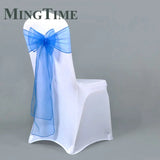 25pcs 275cm Sheer Organza Chair Sashes Band Ribbon Belt Bow Cover Rustic Wedding Party Birthday Banquet Ceremony Decoration