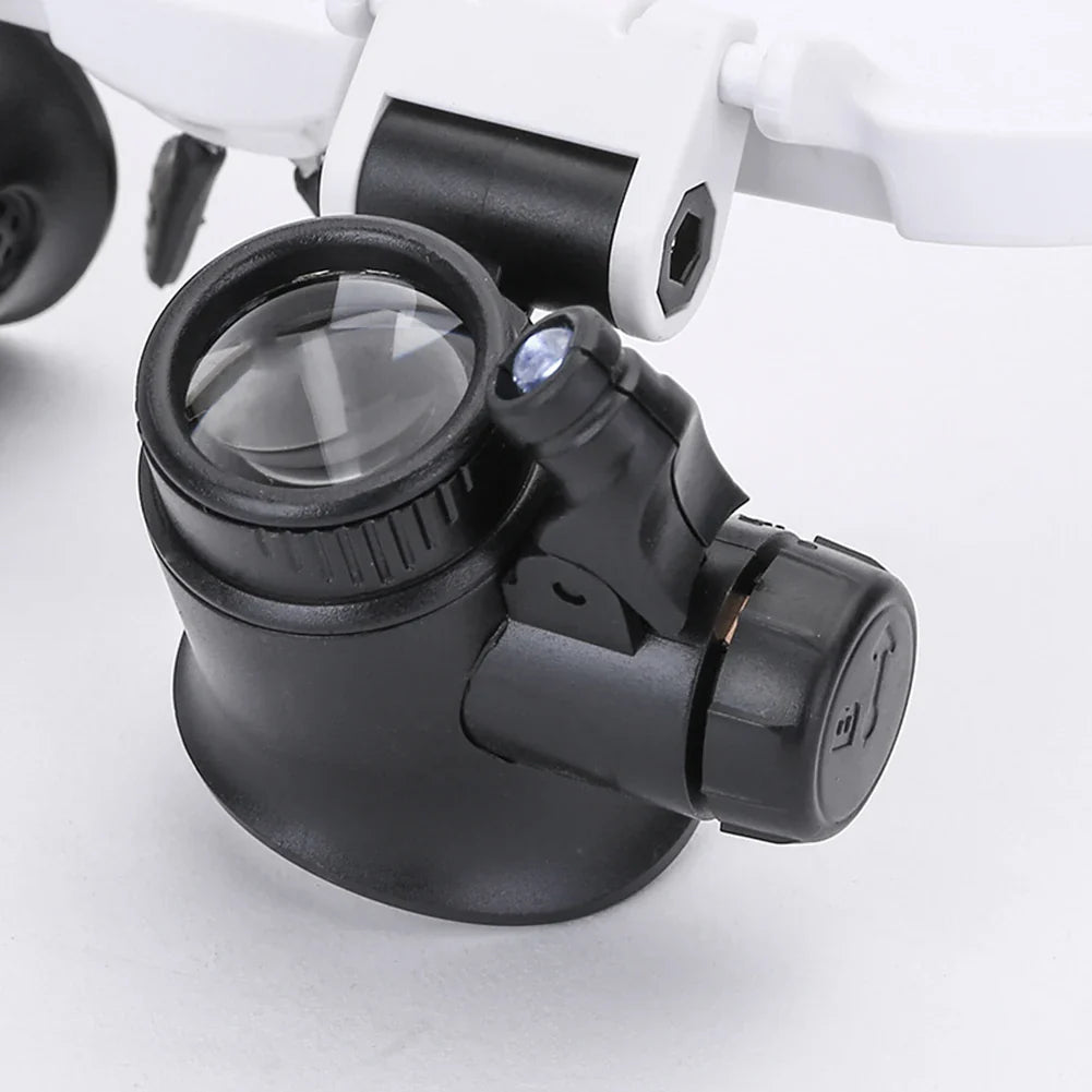 Portable Telescopic Magnifier Glasses Loupes with 2 LED Light 8X/15X/23X Lens Observation Magnifying Eyewear for Reading Jeweler