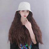 AS  Syntheti Curly hair Lamb wool fisherman hat Berets  Wig Natural Black Straight Wigs Naturally Connect Synthetic Hat Wig Adju