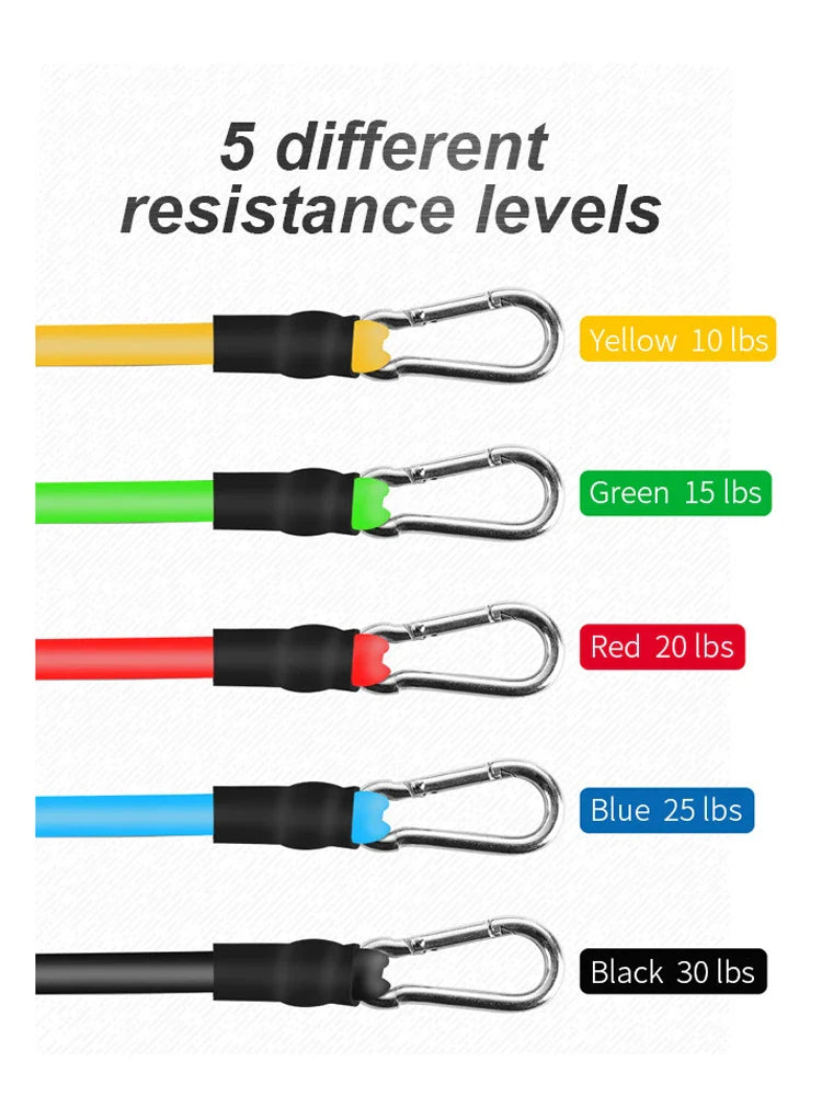 11 Pieces/Set Crossfit Latex Resistance Band Training Exercise Tube Yoga Rope Pull Elastic Rubber Expander Fitnes Equipment Belt