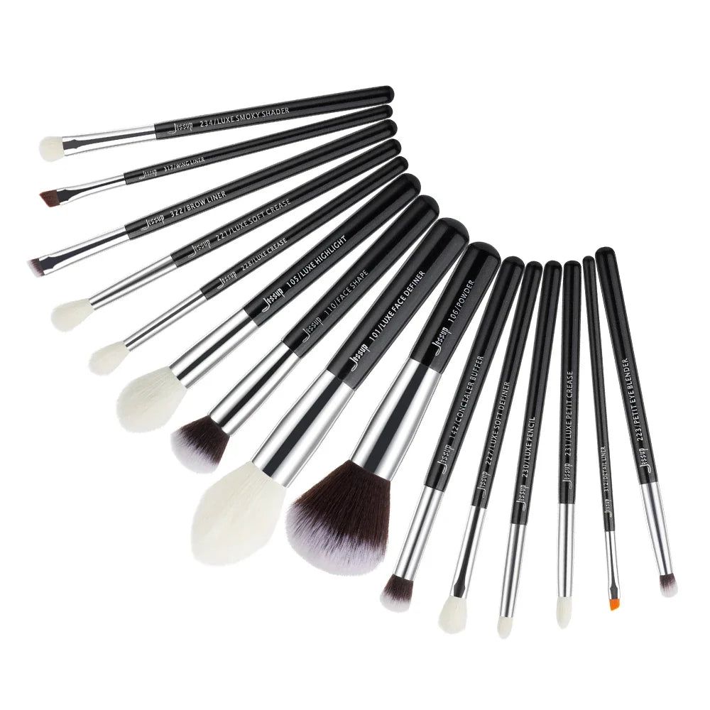 Jessup Makeup Brushes Set Synthetic-Natural Hair Foundation Powder Blush Eyeshadow Blender Liner Beauty Cosmetic Kit 6-25pcs