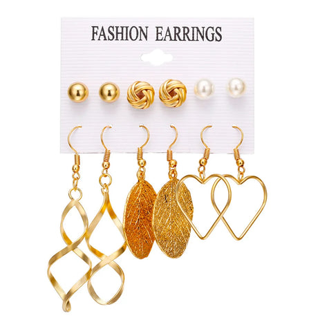 LATS Women's Earrings Set Tassel Pearl Earrings for Women Bohemian Fashion Jewelry 2020 Geometric Kolczyki Hoop Earings