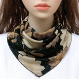 Korean Floral Print Button Bib Protect Cervical Spine Triangle Headkerchief Summer Woman Fake Collar Neck Guard Silk Scarf T76