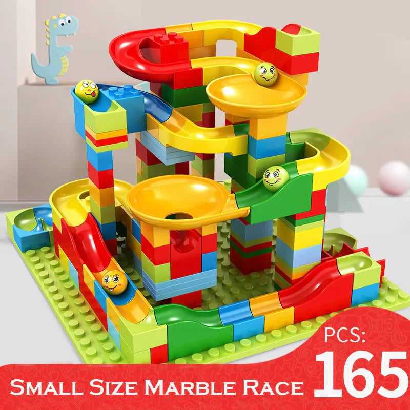 84-504PCS Marble Race Run Block Small Size Building Blocks Funnel Slide Blocks DIY Creative Bricks Assemble Toys for Kids Gifts