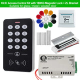 OBO Hands Door Access Control System Kit RFID Keypad + Power Supply + Electric 180KG Magnetic Lock Strike Door Locks for Home