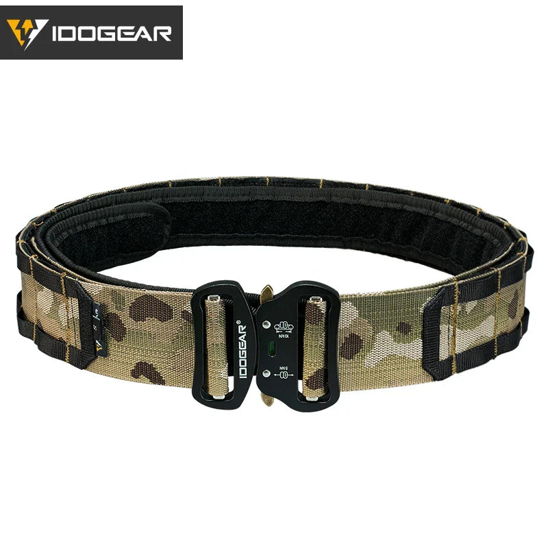 IDOGEAR Tactical 2 Inch Combat Belt  Quick Release Buckle MOLLE  Hunting Outdoor Sports Mens Belt Durable Two-in-One 3414