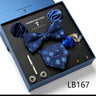 Holiday Gift Box Tie For Men 7.5 cmTie Hanky Pocket Squares Cufflink Set Bow Tie Clip Necktie Box Purple hombre Geometric Office