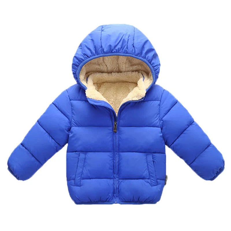 Baby Children Coats Winter Thick Jackets For Boys Warm Plush Thicken Outerwear For Girls Fur Hooded Jacket Kids Clothes Snowsuit