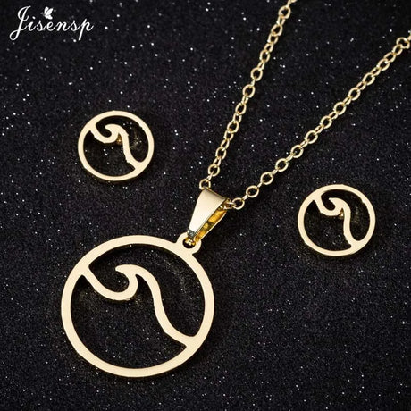 Cute Deer Cat Animal Jewelry Sets for Women Stainless Steel Triangle Star Moon Necklace Pendant Girls Christmas Accessories 2021