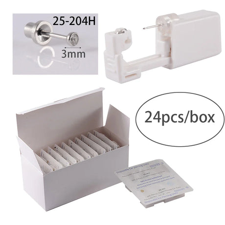 24pcs/Box NO PAIN Piercer Tool Machine Kit Stud Disposable Sterile Ear Piercing Unit Cartilage Tragus Helix Piercing Gun Jewelry