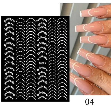 3D Silver Frame Nail Sticker Silver Bronzing Stripe Lines Sliders For Nails Tribal Pattern Decals Marble Blooming Nail Tattoos