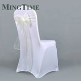 25pcs 275cm Sheer Organza Chair Sashes Band Ribbon Belt Bow Cover Rustic Wedding Party Birthday Banquet Ceremony Decoration