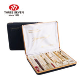 THREE SEVEN/777 Luxury Nail Clippers Trimmers Kit 14K Gold-plated Earpick/Nail file/Eyebrow clip 9 in 1 Nail Art & Tools Kits