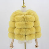 Pink Java QC1801 FREE SHIPPING real fox fur coat women winter thick fur jacket short fur coat wholesale genuine fox short sleeve