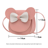 Baby Girl Cartoon Crossbody Bag, Cute Mouse Ear Bowknot Magnetic Snap Shoulder Bag