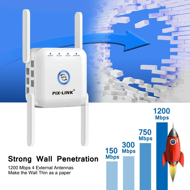 5G Repeater Wifi 5ghz Wifi Repeater 1200Mbps Router Wifi Extender Long Range 2.4G Wi Fi Booster Wi-Fi Amplifier Access Point