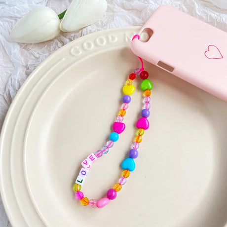 New Mobile Phone Chains Strap Lanyard Colorful Pearl Soft Pottery Rope Cell Phone Case Hanging Cord for Women Wholesale