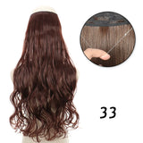 Hair Extensions No Clips Synthetic Fake Hair Ombre Pink Blonde Brown Black Natural Wavy Curly False Hair Piece For Woman