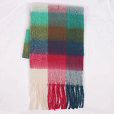 Luxury Brand Women Plaid Scarf Winter Warm Pashmina Shawls Cashmere Thick Wrap Lady Tassel Scarves Rainbow Hairy Bufanda