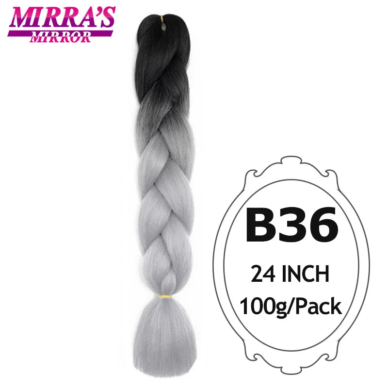 Jumbo Braiding Hair Extensions 24inch Ombre Hair For Braids 5Pcs Box Braid Yaki Texture Synthetic Fiber Fake Hair Mirra’s Mirror