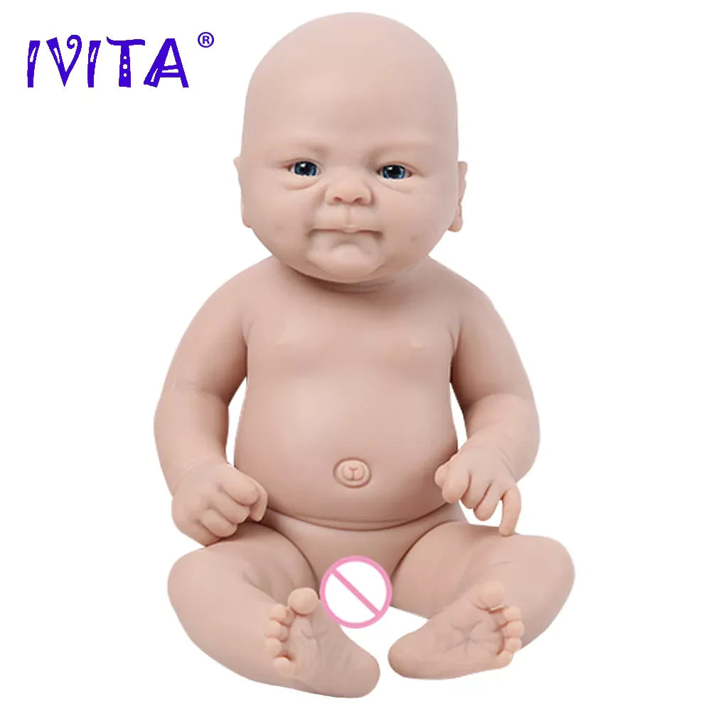 IVITA WG1512 36cm(14inch)1.65kg Full Body Silicone Bebe Reborn Doll Unpainted Unfinished Soft Dolls Lifelike Baby DIY Blank Toys