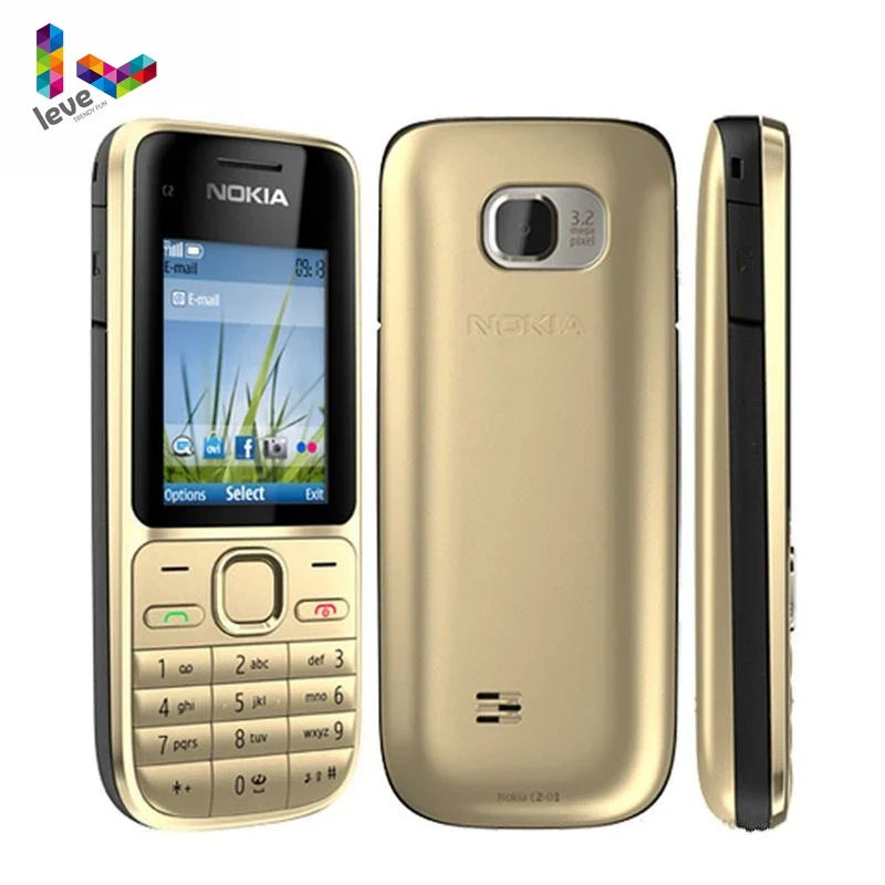 Used Nokia C2 C2-01 GSM Mobile Phone English&Hebrew Keyboard Support The Logo on Button Unlocked 2G 3G Cellphone