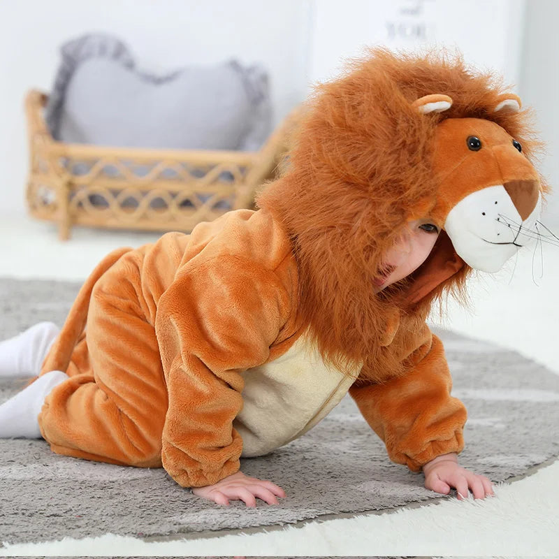 Umorden Animal King Lion Kigurumi Costume Baby Boys Infant Toddler Winter Pajamas Jumpsuit Onesies Flannel Birthday Fancy Dress