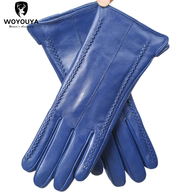 Touch Screen leather gloves,high-end leather gloves women,Genuine Leather winter gloves,Keep warm women's leather gloves-2226