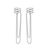 VENTFILLE Sterling Silver Fashion Double-layer Tassel Line Ear Clip Ladies Long Chain Personalized Earrings Jewelry Gift