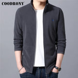 COODRONY Autumn Winter Zipper Cardigan Men Clothing Classic Casual Pure Color Hoodies Sweatshirt Top Soft Warm Coat Pocket C4015