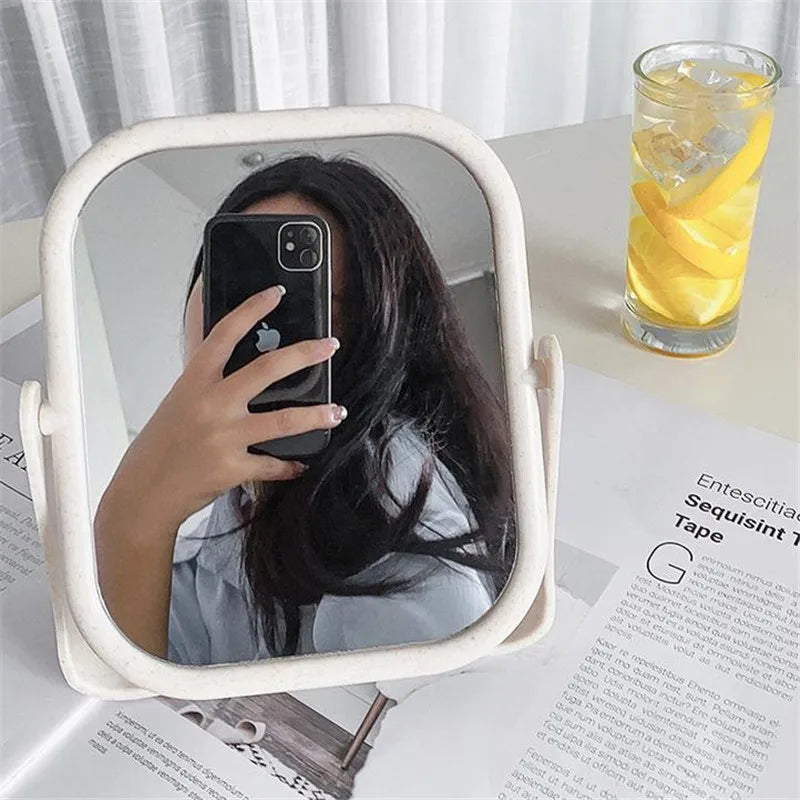 Portable Mirror Double-sided Simple Spin Assembly Desktop Makeup Mirror Cosmetic Espelho de maquiagem 30#