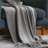 Textile City Corn Grain Waffle Embossed Knitted Blanket Home Decorative Thickened Winter Warm Tassels Throw Bedspread 130x240cm