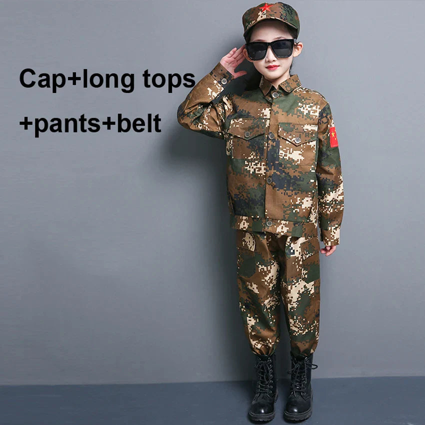 New Military Uniform For Kids Training Suit Boy Special Force Combat Jacket Pants Set Army Camouflage Children Soldier Clothes