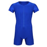 Mens Pajamas Undershirts One-piece Leotard Jumpsuit Male Short Sleeve Front Zipper Elastic Soft Boxer Briefs Bodysuit Swimwear