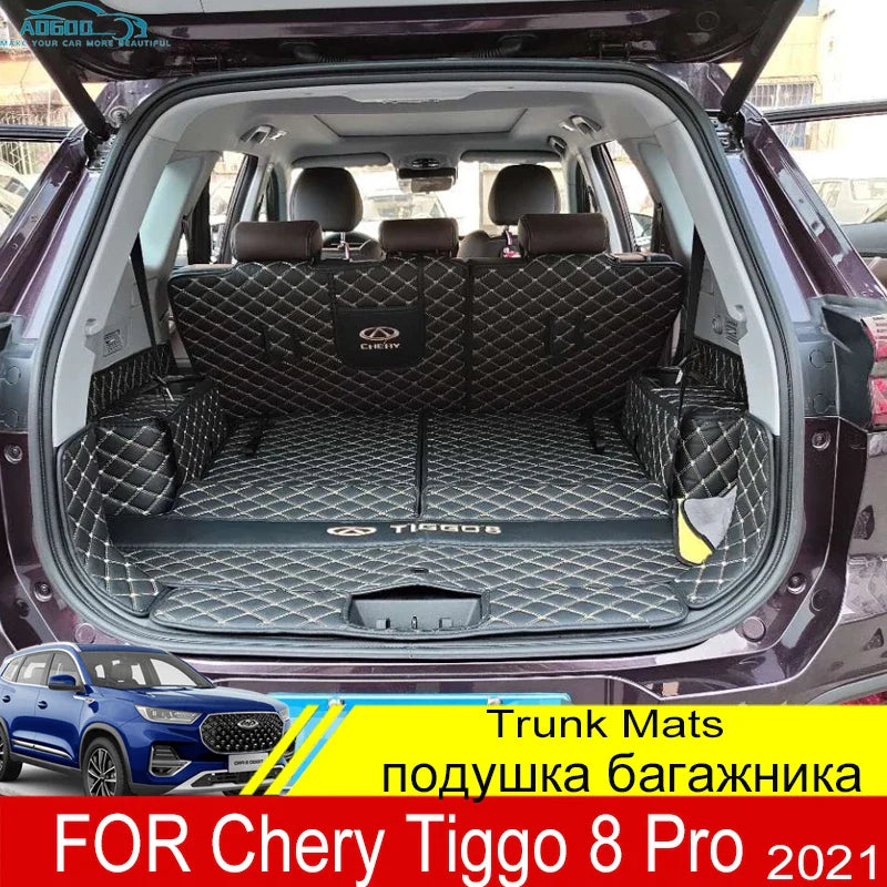 For Chery Tiggo 8 Pro 2021 2023 Trunk Mats Leather Durable Cargo Liner Boot Carpets Rear Film Interior Decoration Accessories