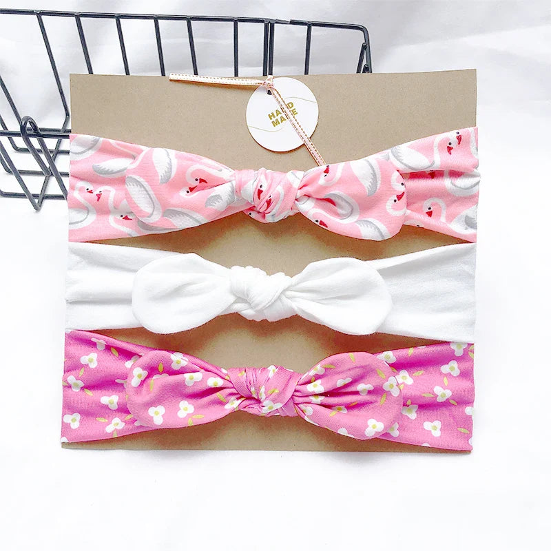 3pcs/lot Solid Nylon baby headband Bow Headbands For Cute Kids  Indian Turban Knot Rabbit Cotton Kids Hair Accessories