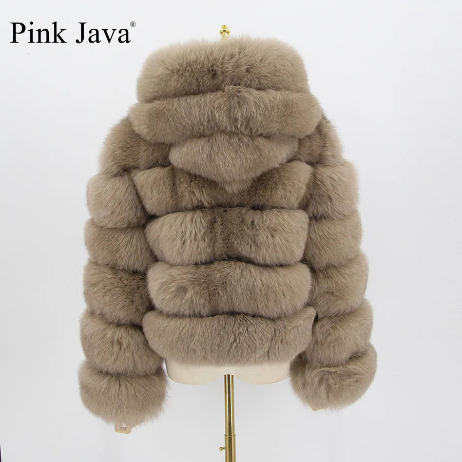 pink java QC20110 women winter fur coats real fox fur coat natural fur jacket hood fur coat luxury fashion fur clothes wholesale