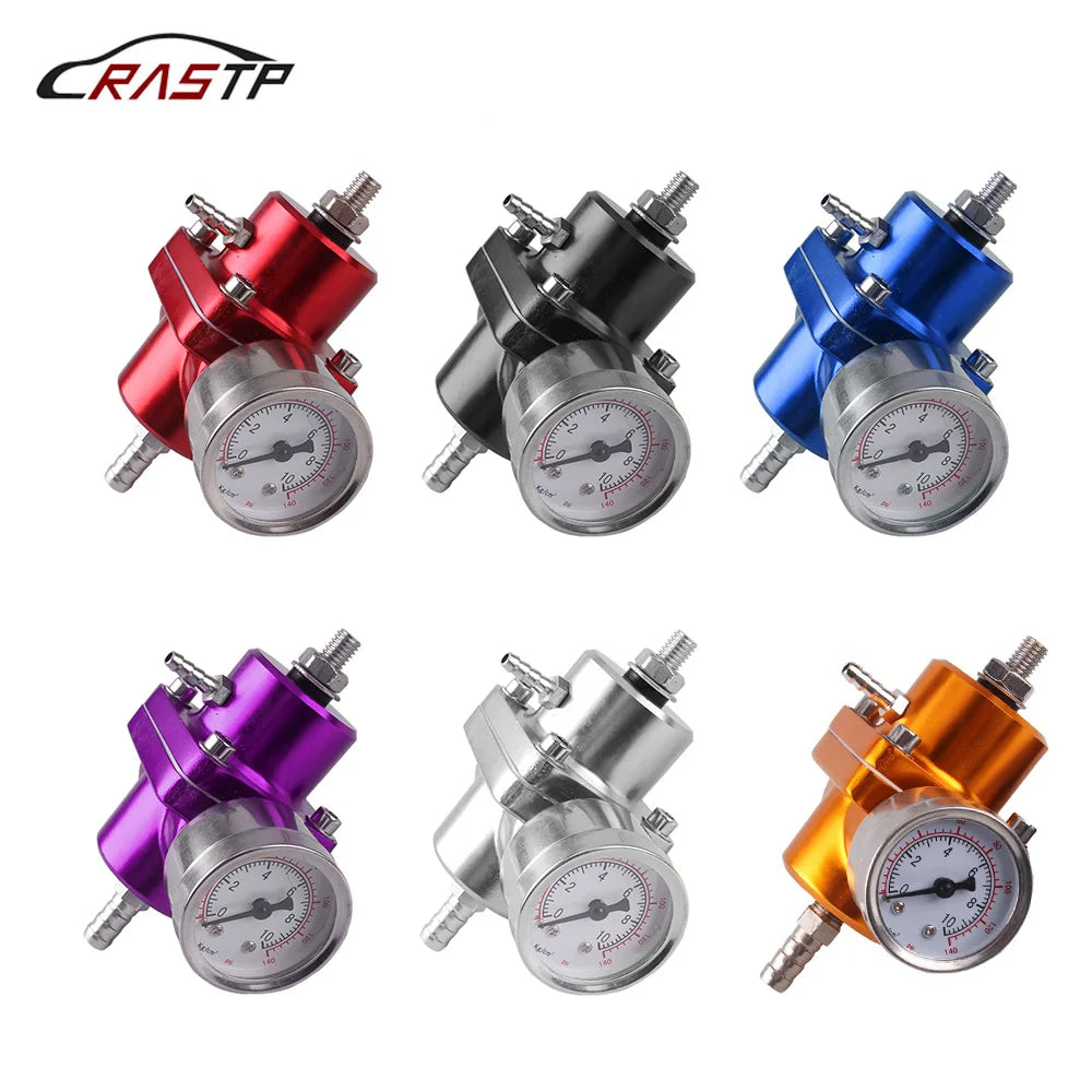 RASTP-High Quality 0-140 PSI Adjustable Fuel Pressure Regulator/FPR Gauge For BMW E39 5 Series Facelift 2000-2003 RS-FRG001